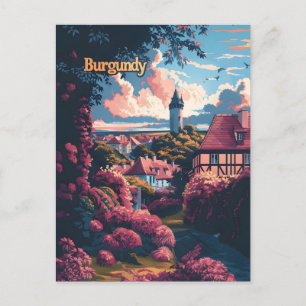 Burgundy France vintage travel ad Postcard