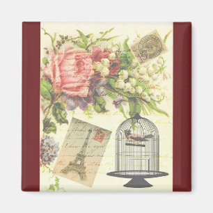 Burgundy French Theme Vintage Paris Magnet