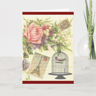 Burgundy French Theme Vintage Paris Note Card