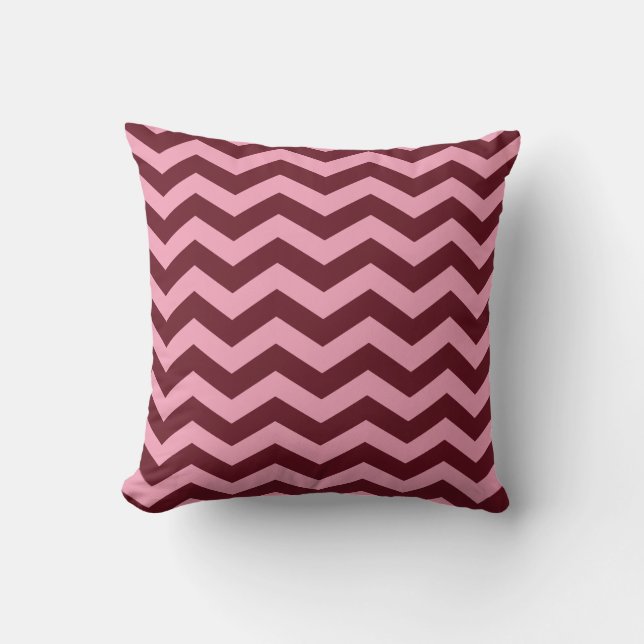 Burgundy Frosted Orchid Chevrons Cushion (Front)