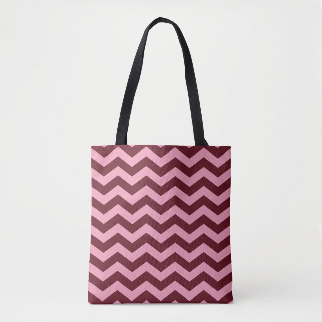 Burgundy Frosted Orchid Chevrons Tote Bag (Front)