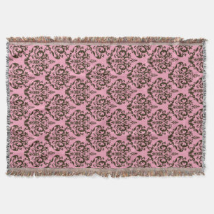 Burgundy Frosted Orchid Damask Throw Blanket