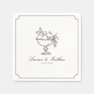 Burgundy Fruit Bowl Frame Wedding Napkins