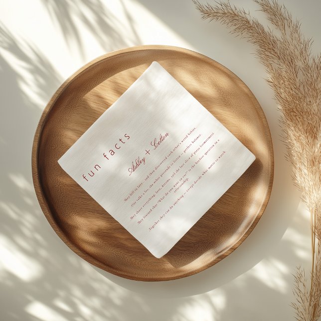 Burgundy Fun Facts About The Newlyweds Wedding  Napkin (Creator Uploaded)