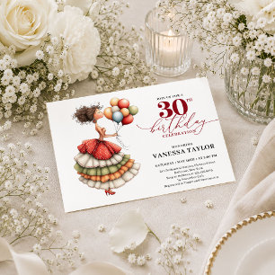 Burgundy Funny Woman 30th Birthday Marsala Script  Invitation