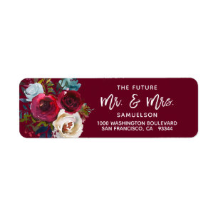 BURGUNDY Future Mr & Mrs Wedding Return Address