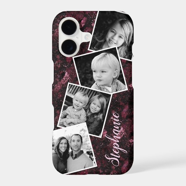 Burgundy Galaxy Dust Photo Collage Personalised (Back)
