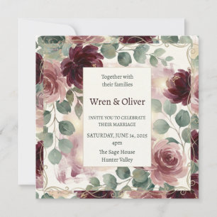 Burgundy Garden Wedding Invitation