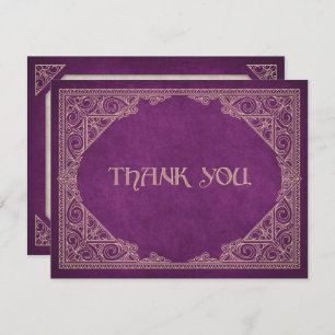 Burgundy Geek Book Library Literary Wedding Thank You Card