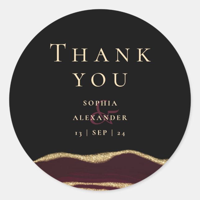 Burgundy gemstone  classic round sticker (Front)