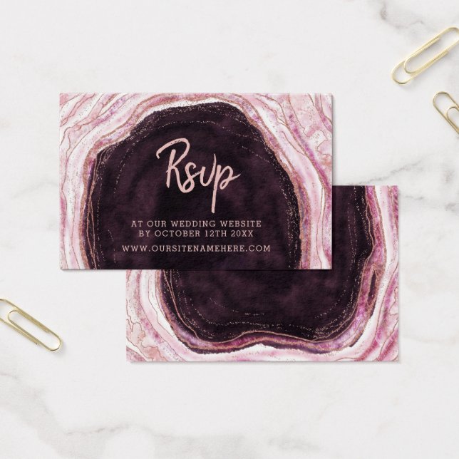 Burgundy Geode Agate Website RSVP Insert Cards (Office)