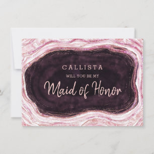 Burgundy Geode Be My Maid of Honour Proposal Card
