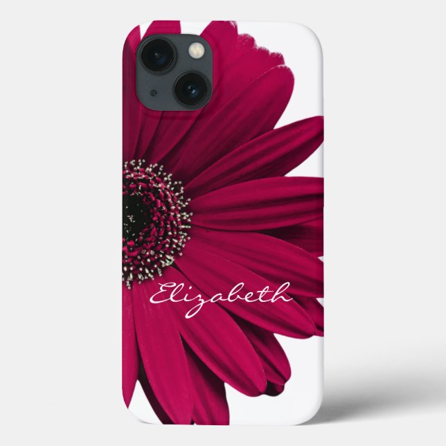 Burgundy Gerber Gerbera Daisy Personalised Case-Mate iPhone Case (Back)