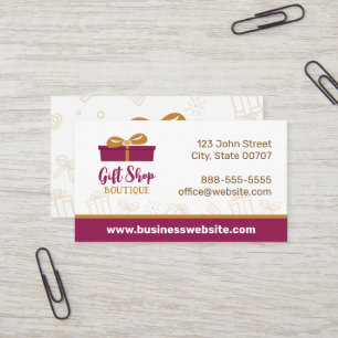 Burgundy Gift Shop Boutique Present Business Card