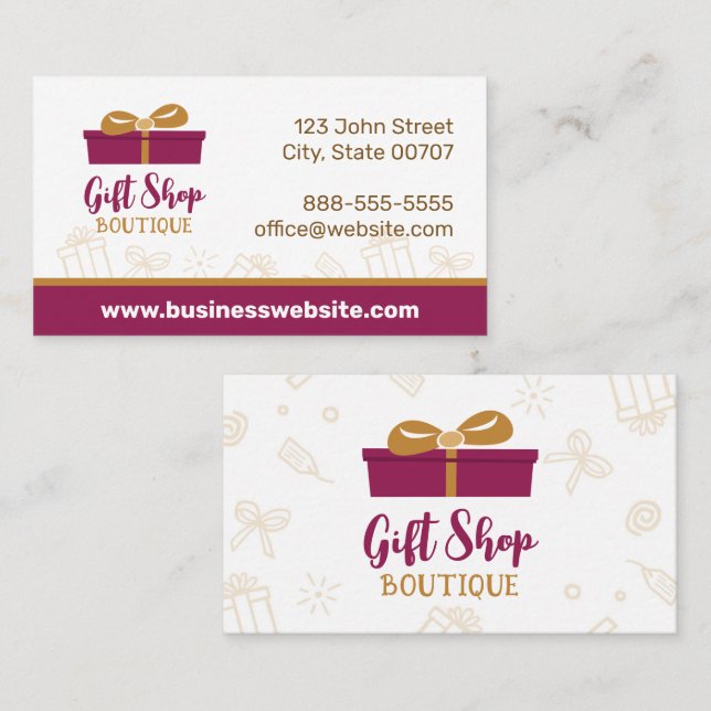 Burgundy Gift Shop Boutique Present Business Card (Front/Back)
