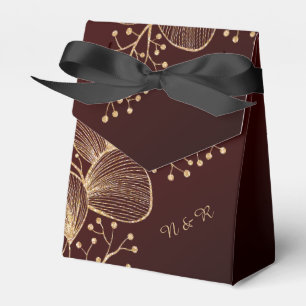 Burgundy & Gilded Floral Elegant Wedding Favour Box
