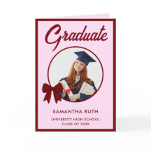 Burgundy Gingham Bow Photo Graduation 