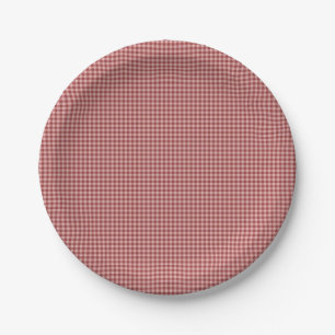 Burgundy Gingham-PAPER PARTY PLATES