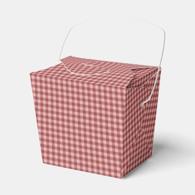 Burgundy Gingham-PARTY FAVOR BOX, take out Favour Box (Front Side)