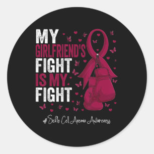 Burgundy Girlfriend Sickle Cell Anaemia Awareness Classic Round Sticker