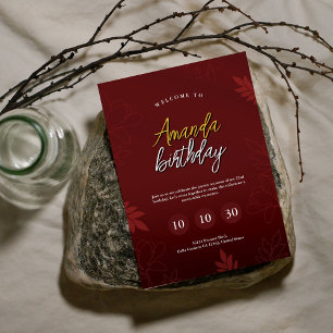 Burgundy Glam Floral 23rd Birthday Invitation