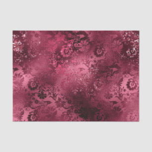 Burgundy Glam Foil Glitter Damask Tissue Paper