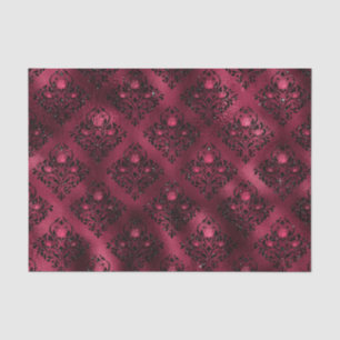 Burgundy Glam Foil Glitter Damask Tissue Paper