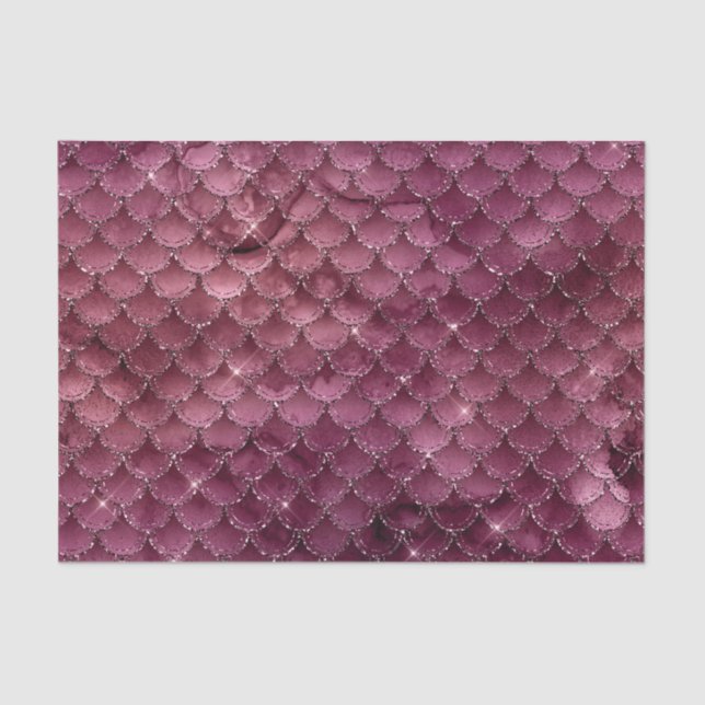 Burgundy Glam Foil Glitter Mermaid Tissue Paper (Front)