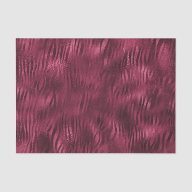 Burgundy Glam Foil Glitter Tiger Stripes Tissue Paper (Front)