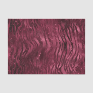 Burgundy Glam Foil Glitter Tiger Stripes Tissue Paper