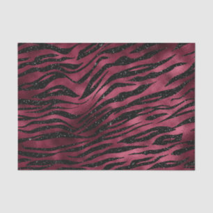 Burgundy Glam Foil Glitter Tiger Stripes Tissue Paper