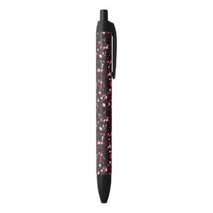 Burgundy Glitter Black Ink Pen