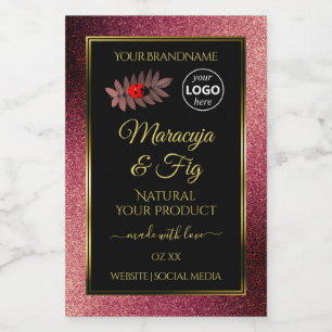 Burgundy Glitter Black Product Labels Ladybug Logo