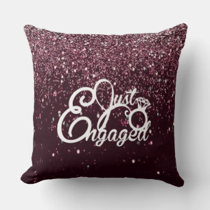 Burgundy Glitter Engagement Romantic Proposal  Cushion