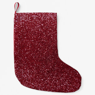 Burgundy glitter small christmas stocking