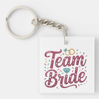 Burgundy Glitter Team Bride Wedding Party Keychain