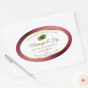 Burgundy Glitter White Product Labels Cute Ladybug