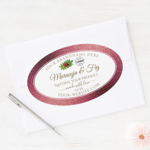 Burgundy Glitter White Product Labels Ladybug Logo