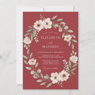 Burgundy Glorious Winter Wedding Invitation