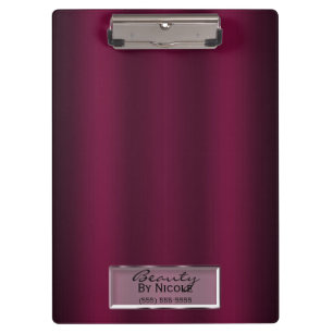 Burgundy Gloss Shine Elegant Glam Personalised Clipboard