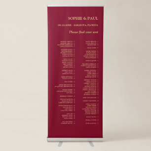 Burgundy Gold 80 Guest Seating Chart Retractable Banner