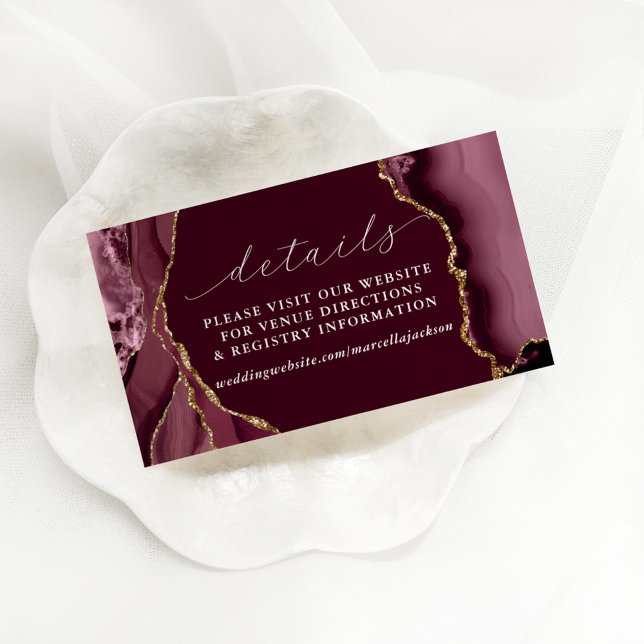 Burgundy & Gold Agate Details Note Card (Creator Uploaded)