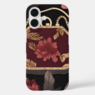 Burgundy Gold AI art  iPhone 16 Case