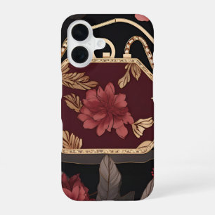 Burgundy Gold AI art iPhone 16 Case