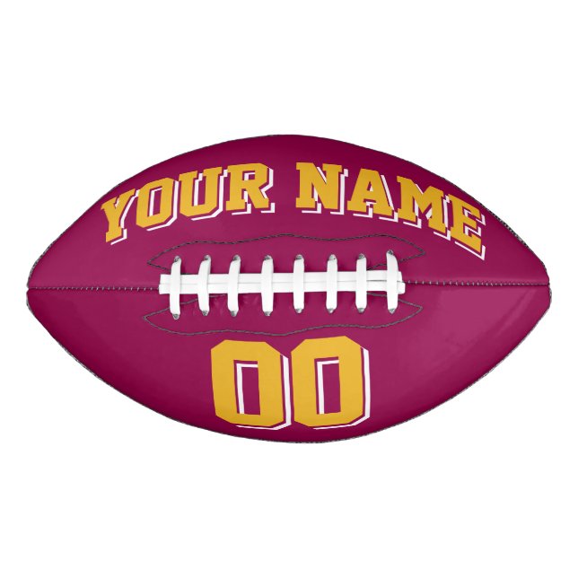 BURGUNDY GOLD AND WHITE Custom Football American Football (Front)
