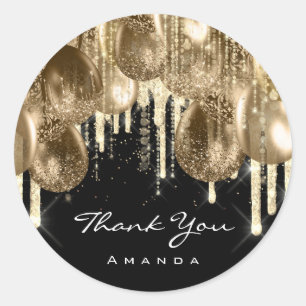 Burgundy GOLD Anniversary GLITTER BALLONS DRIP Classic Round Sticker