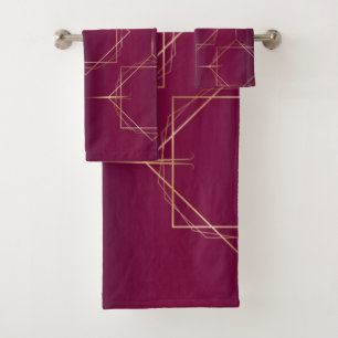 Burgundy & Gold Bath Towel Set
