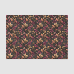 Burgundy Gold Black Watercolor Botanicals Florals  Tissue Paper