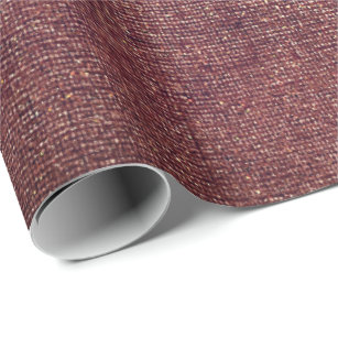 Burgundy Gold Blush Maroon Linen Burlap Rustic Wrapping Paper