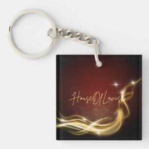 Burgundy Gold Bokeh Luxury Acrylic Keychain